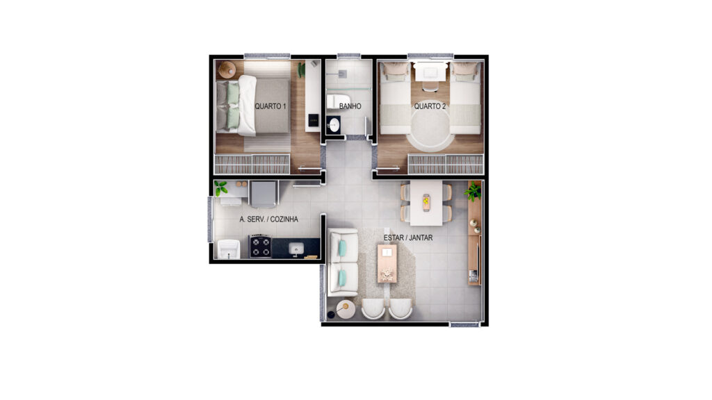 APARTAMENTO DOIS QUARTOS